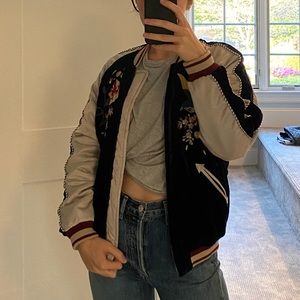 Silk & Velvet Floral Bomber Jacket